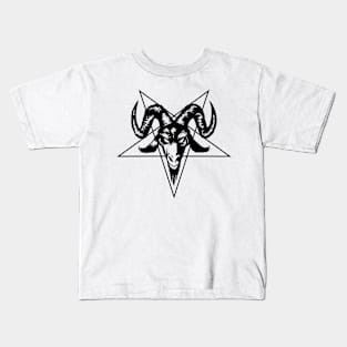 Satanic Goat Head with Pentagram 1.2 (black) Kids T-Shirt